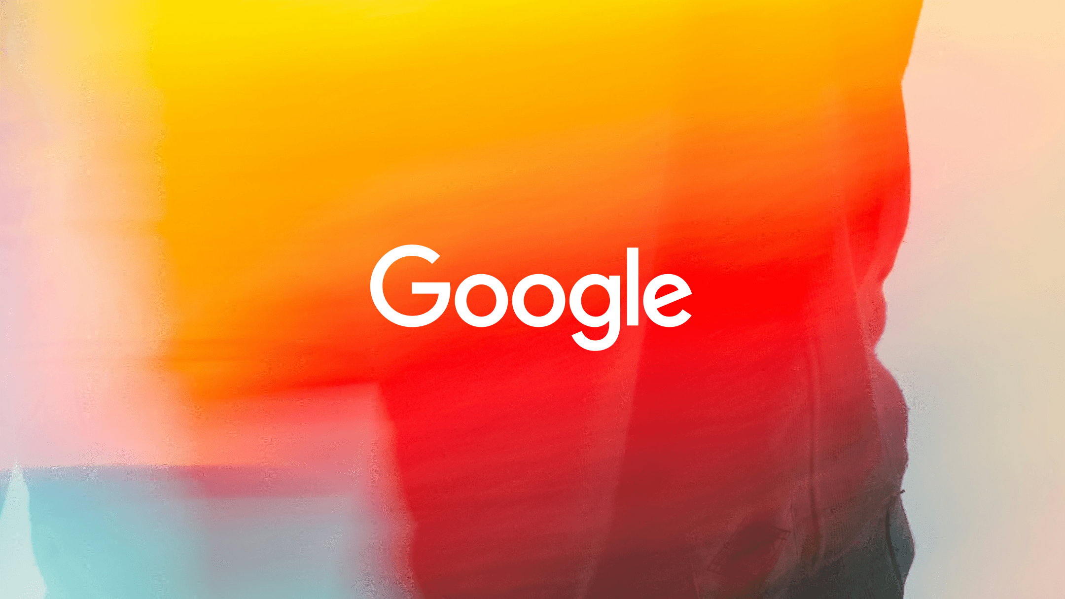 White Google logo on orange background